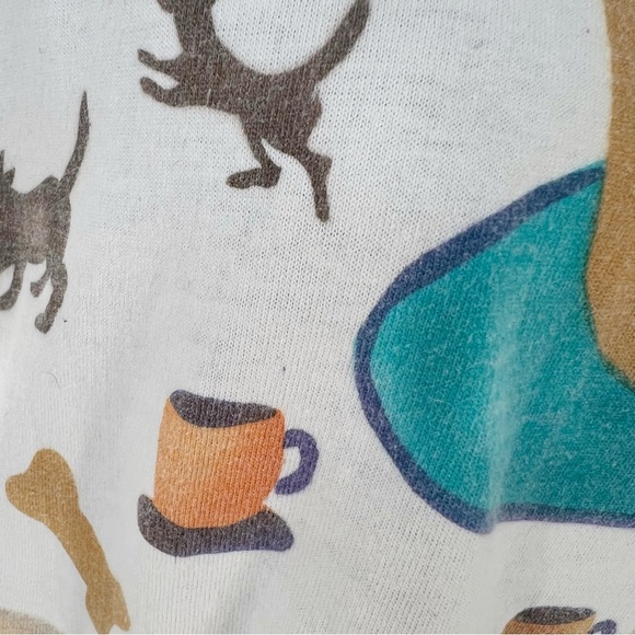 Branning Vintage Tie Dyed Hand-Stenciled Coffee Cups & Dogs T-Shirt Size Medium - Picture 11 of 16